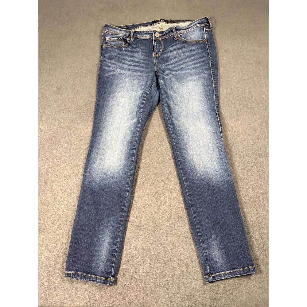 Torrid Luxe Skinny Jeans Womens 14R Blue Whiskered Denim Cotton Stretch Logo